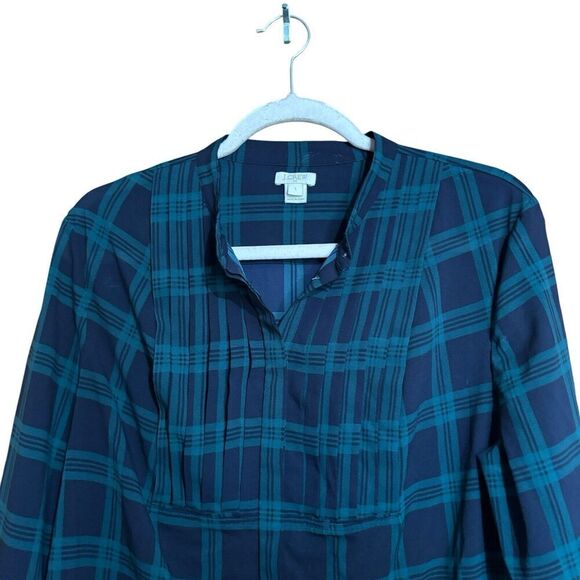 J Crew Top Womens Large Multicolor Stripe Plaid Long Sleeve Blouse Button Up - Picture 2 of 8